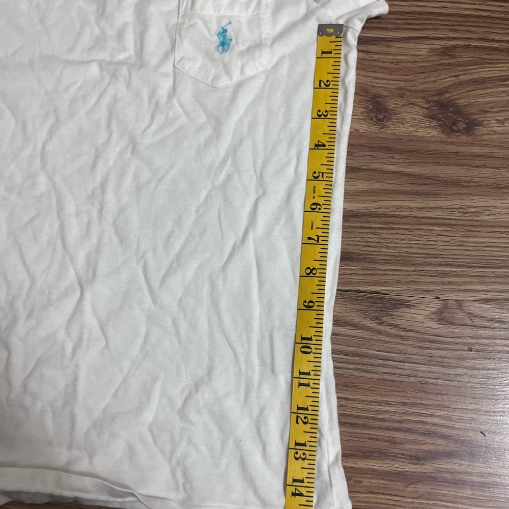Ralph Lauren White Pocket Crewneck Tee with Light Blue Pony - Picture 5 of 6
